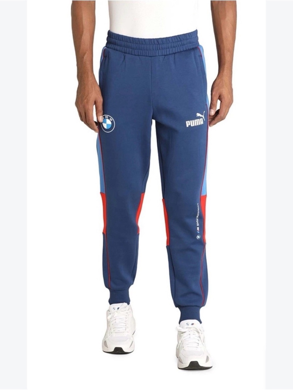 PUMA BMW MOTORSPORT MENS SDS Track Pants Joggers S NAVY RED & BLUE sz Large